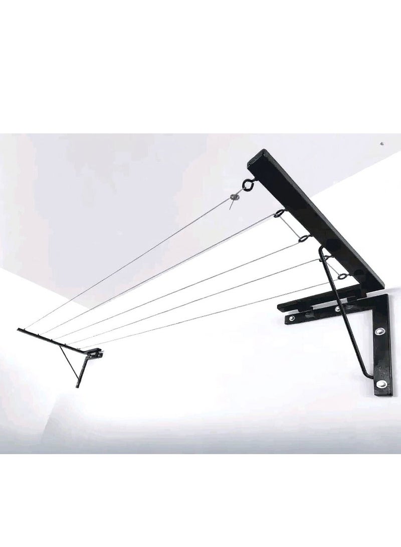 farhan steel Folding Clothesline, Adjustable 1–6m Wall-Mounted Drying Rack with 7 Tracks & Clips – Space-Saving Rust-Resistant Steel Rope for Balcony, Apartment, Rooftop - Image 1